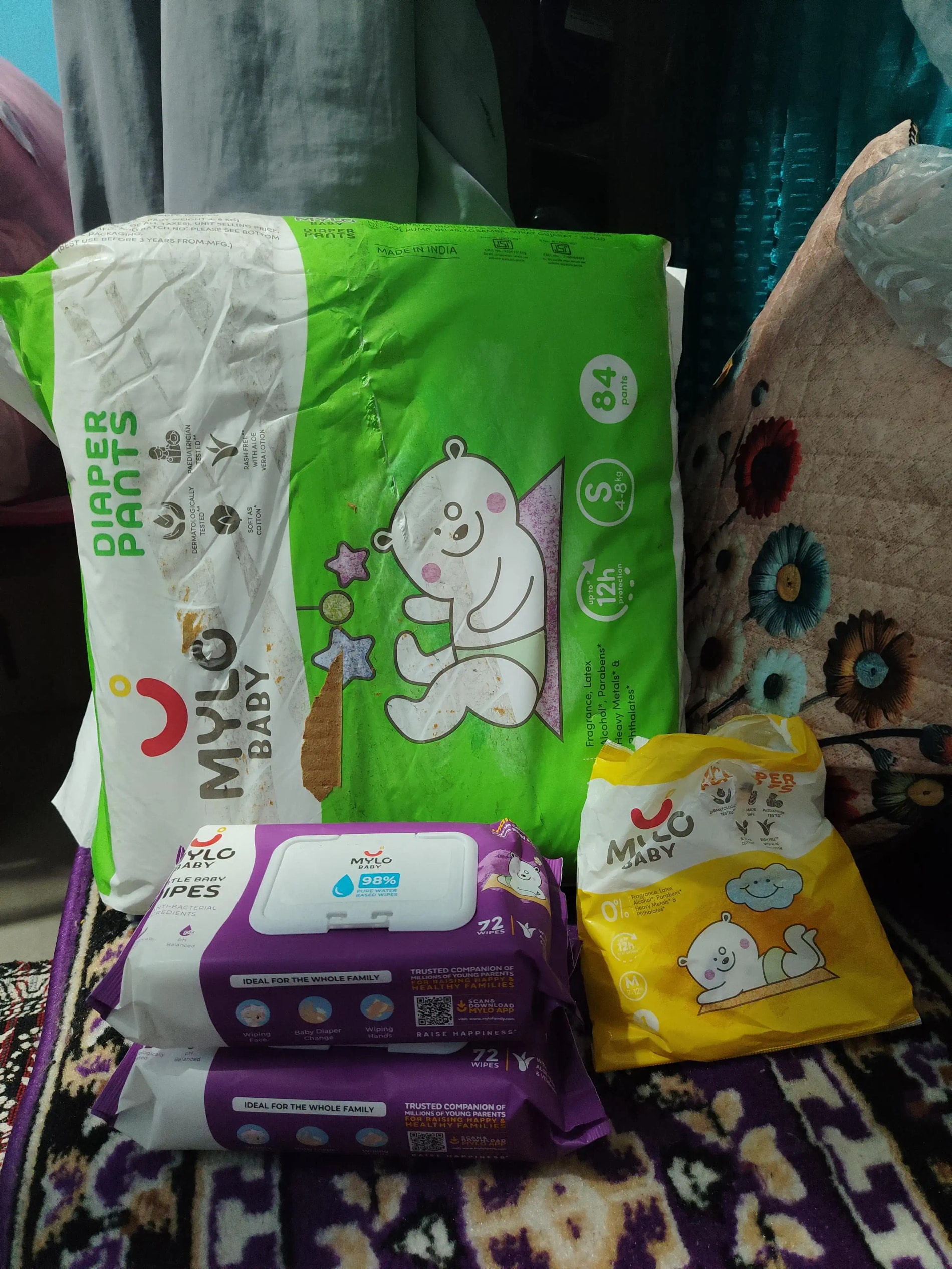 Super Saver Combo - Baby Diaper Pants Medium (M) 7-8 kgs - (76 count) Leak Proof + Extra Virgin Coconut Oil (200ml)
