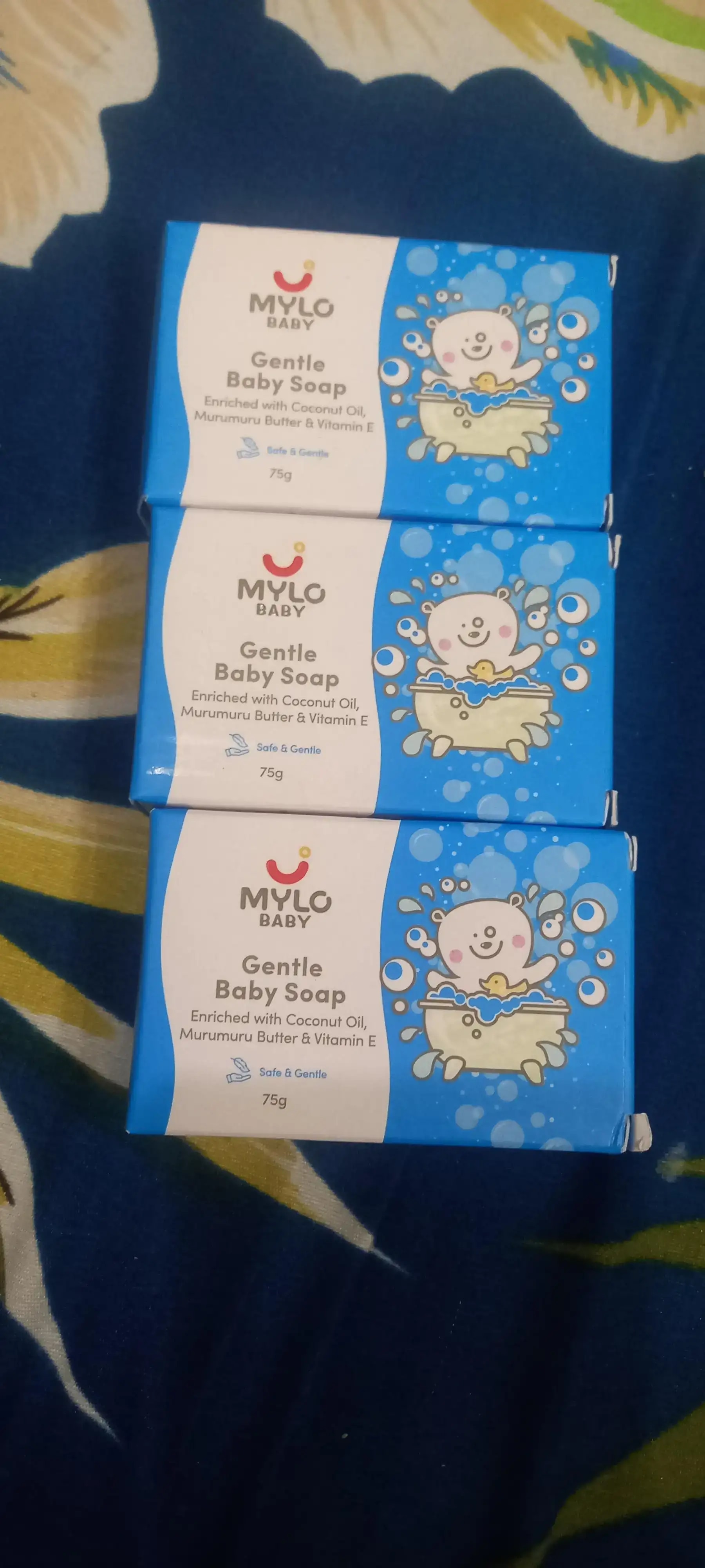 Mylo Baby Soap 75g - For 0-3 years with Vitamin E, Murumuru Butter, Jojoba Oil & Coconut Oil - Pack of 6