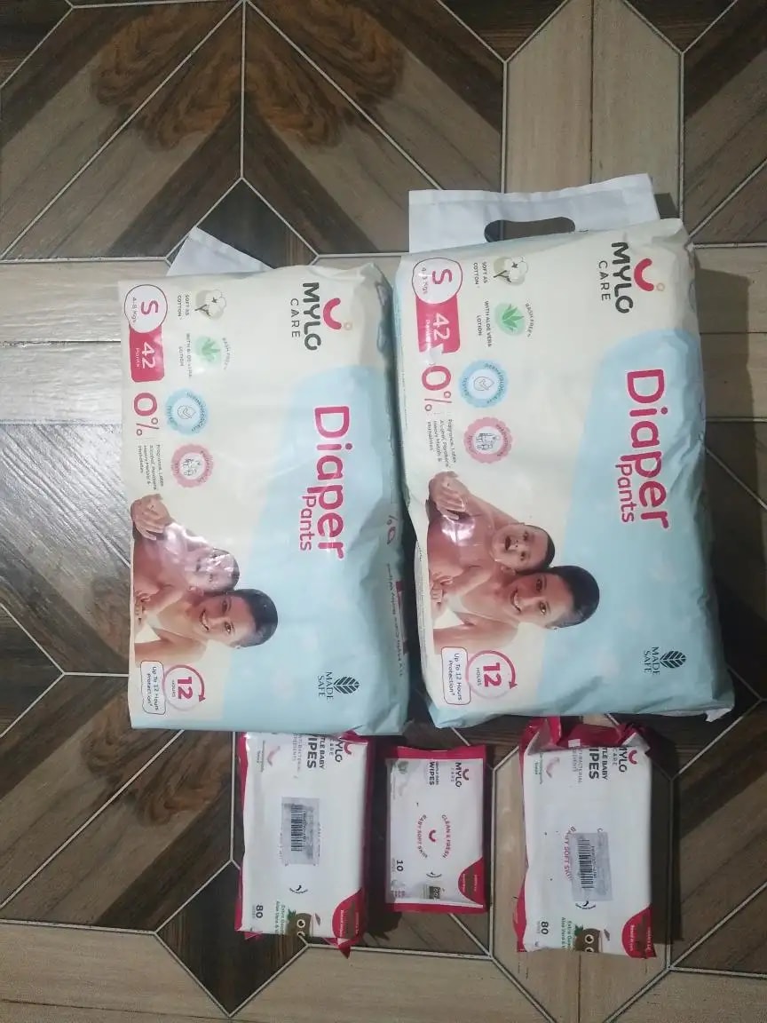 Super Saver Combo - Baby Diaper Pants Medium (M) 7-8 kgs - (76 count) Leak Proof + Extra Virgin Coconut Oil (200ml)