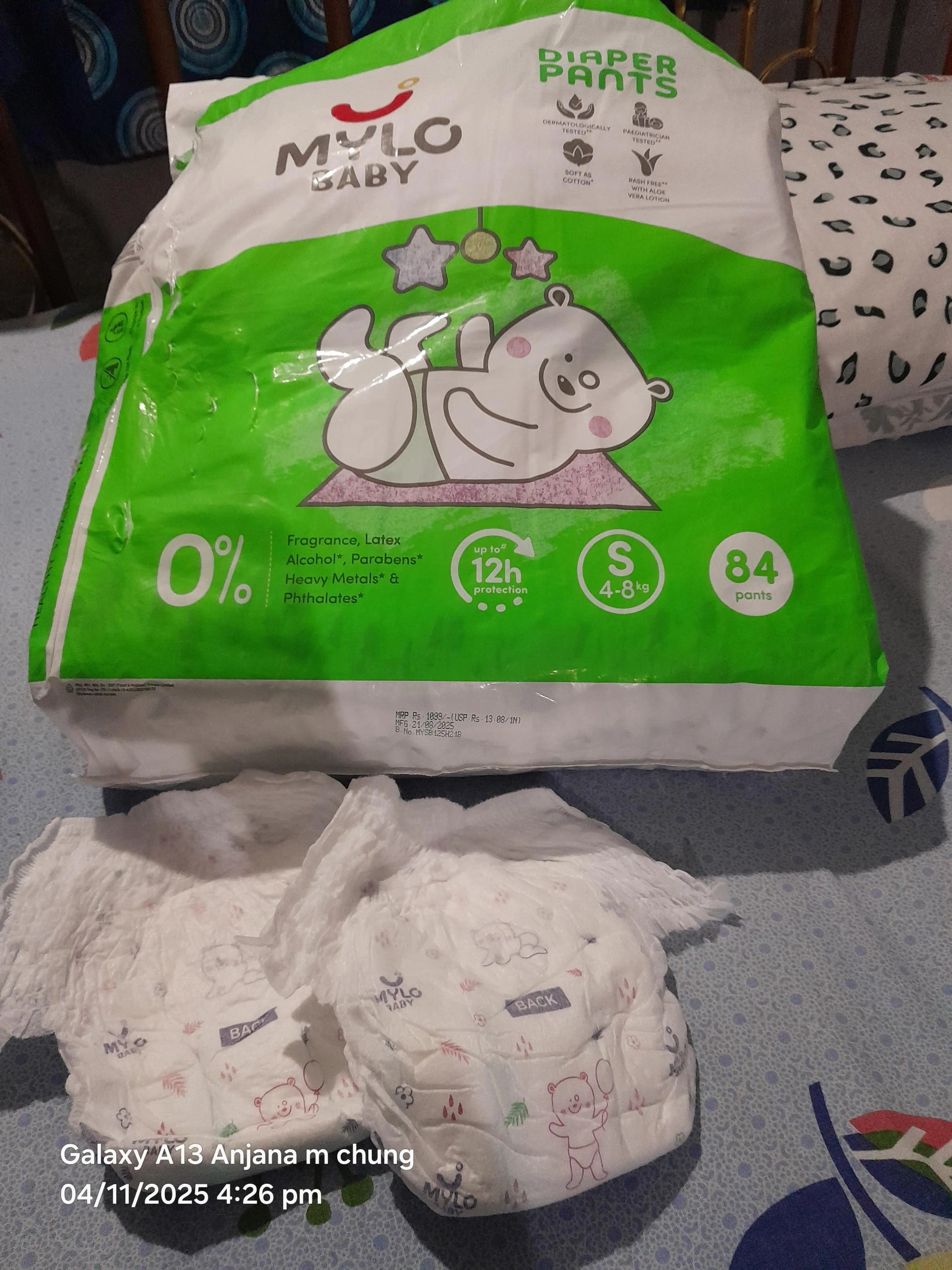 Super Saver Combo - Baby Diaper Pants Medium (M) 7-8 kgs - (76 count) Leak Proof + Extra Virgin Coconut Oil (200ml)