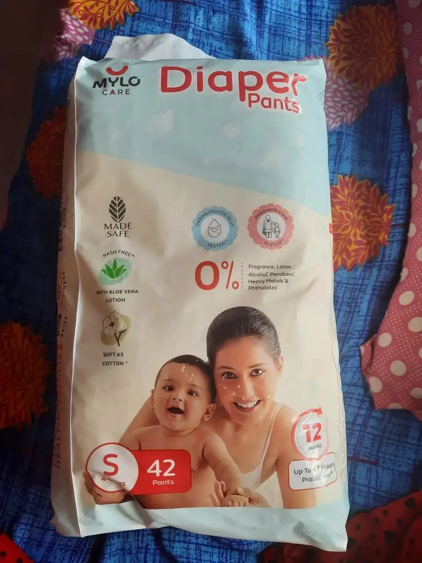 Baby Diaper Pants Small (S) Size 4-8 kgs (42 count) Leak Proof | Lightweight | Rash Free | 12 Hours Protection | ADL Technology (Pack of 1)