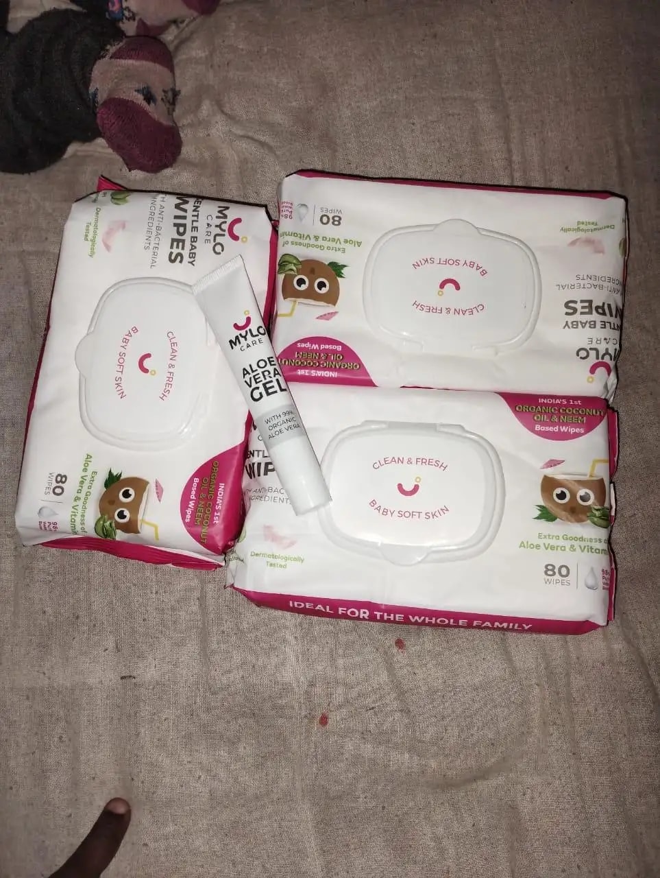 Gentle Baby Wipes With Lid - Organic Coconut Oil, Neem, Aloe Vera and Vitamin E | 98% Pure Water | Dermatologically Tested (Pack of 3) - 72 Wipes Per Pack