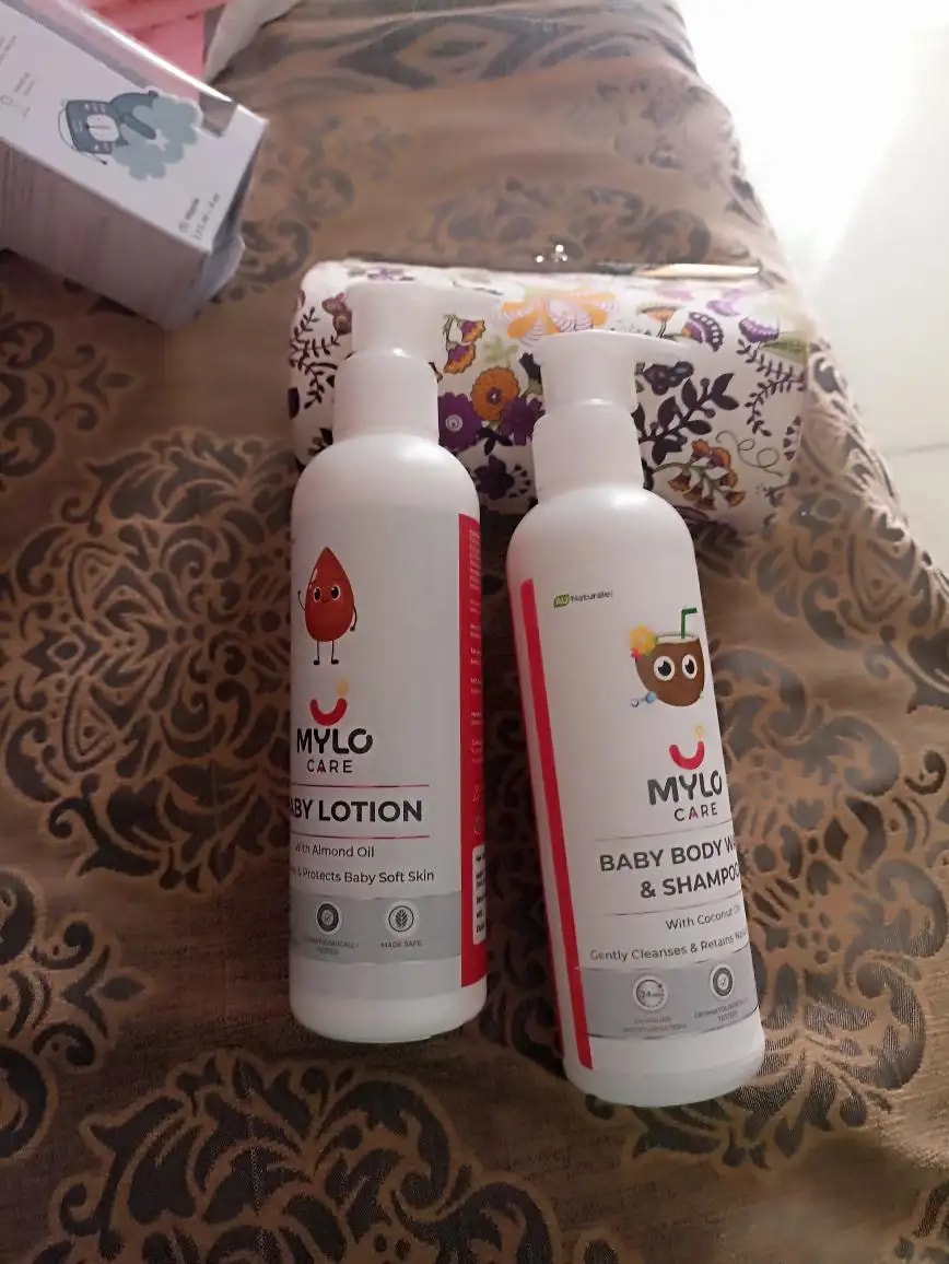 Baby Bath Essentials - Baby Body Wash & Shampoo (200 ml) and Mylo Care Baby Lotion (200 ml) | Tear Free Formulation | 24 Hours Moisturization