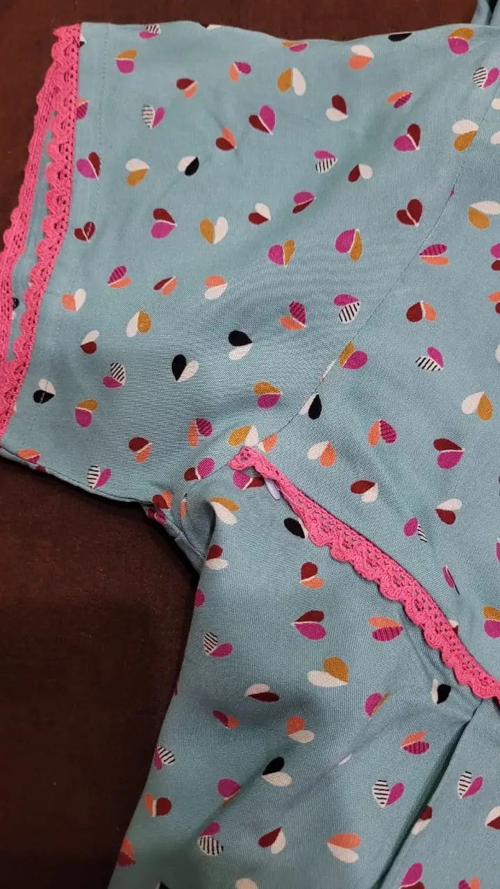 Maternity Dresses For Women with Both Side Zipper For Easy Feeding | Adjustable Belt for Growing Belly | Maxi Dress | Little Hearts - Sea Green | L