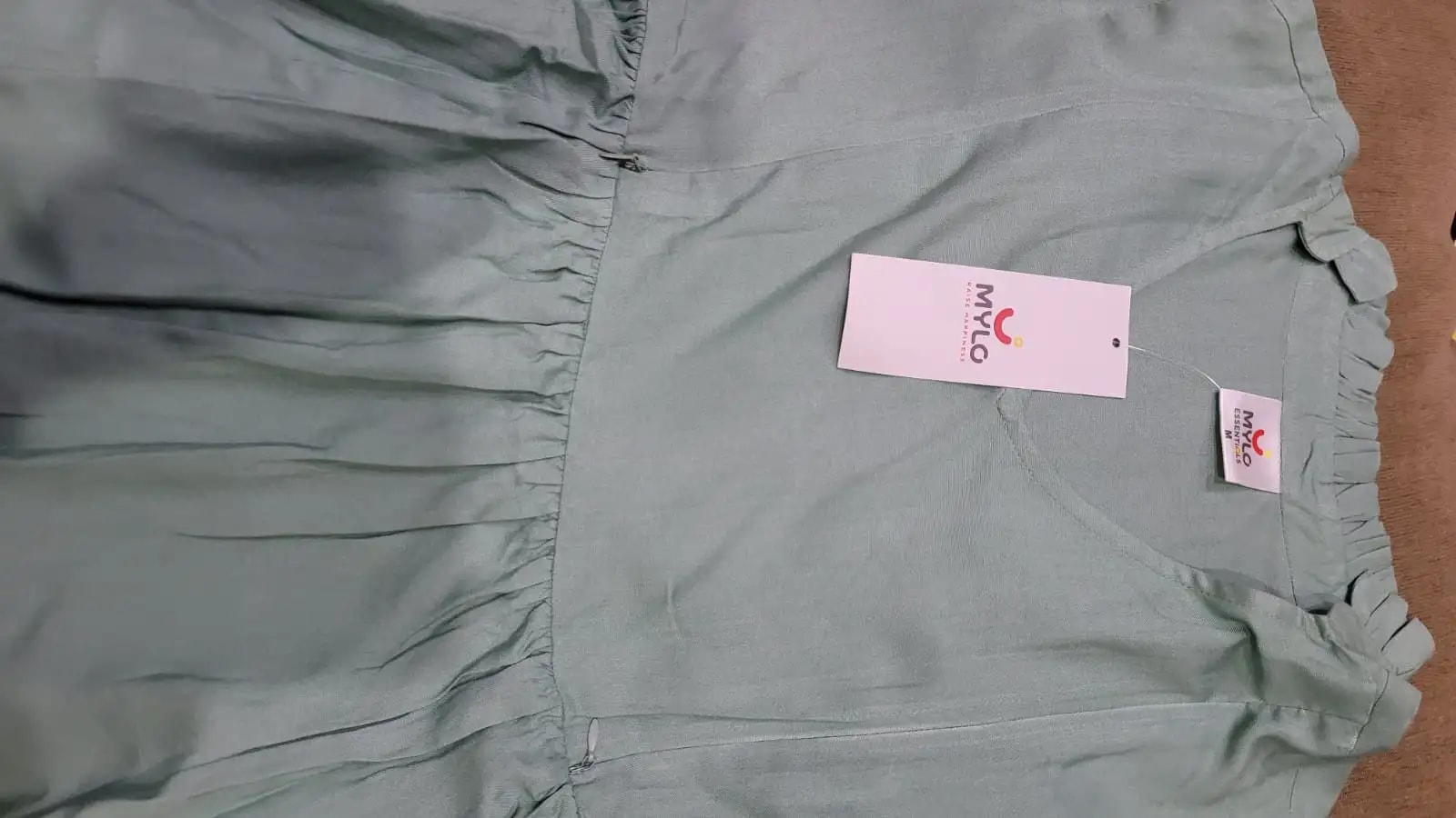 Maternity Dresses For Women with Both Side Zipper For Easy Feeding | Adjustable Belt for Growing Belly | Maxi Dress | Little Hearts - Sea Green | L
