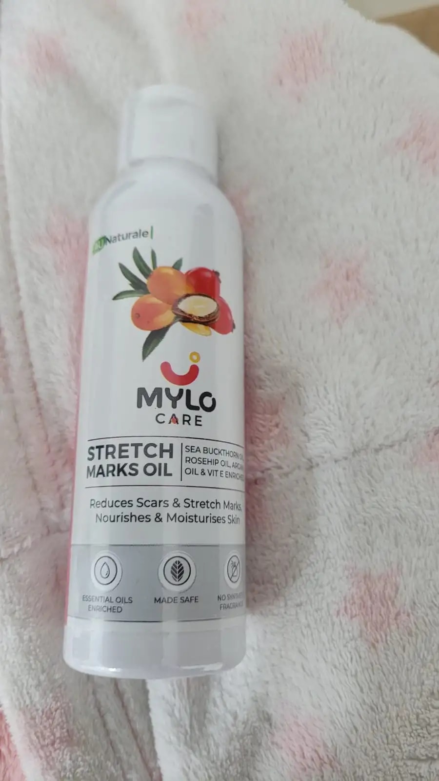 Stretch Marks Oil With Sea Buckthorn, Rosehip, Argan & Coconut Oil | Scars & Stretch Mark Lightening | Natural Skin Care Solution for Pregnant Women - 100ml